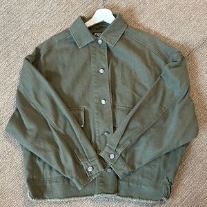 Zara green denim barn jacket